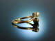 Jugendstil um 1910! Sch&ouml;ner Ring Altschliff Diamant Orientperle Gold 585