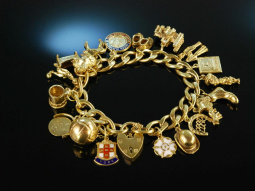 Golden Charms! Vintage Charmbracelet Bettelarmband Silber...