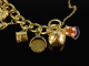 Golden Charms! Vintage Charmbracelet Bettelarmband Silber 925 vergoldet England 1961