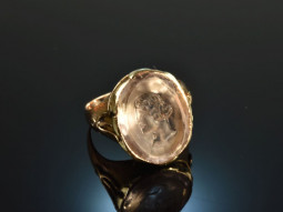 Around 1910! Historical Art Nouveau Ring Gold 585 Quartz...