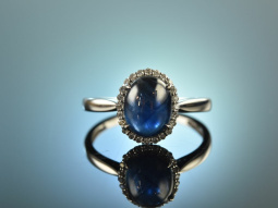 Feines Blau! Edler Verlobungs Ring Saphir und Brillanten...